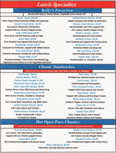 Menu - Kelly's Family Diner
